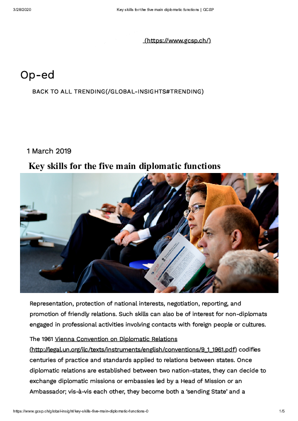 (PDF) Key skills for the five main diplomatic functions