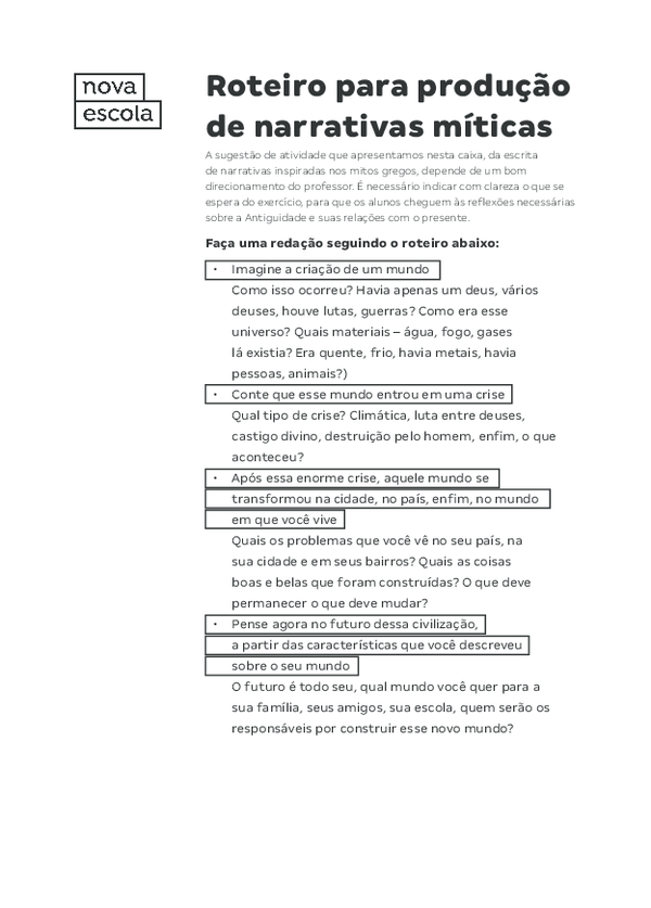 (PDF) Roteiro para produção de narrativas míticas