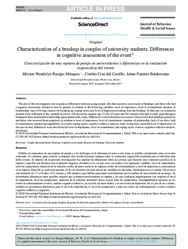 (PDF) Characterization of a breakup in couples of university students ...