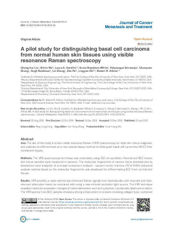 (PDF) A pilot study for distinguishing basal cell carcinoma from normal ...