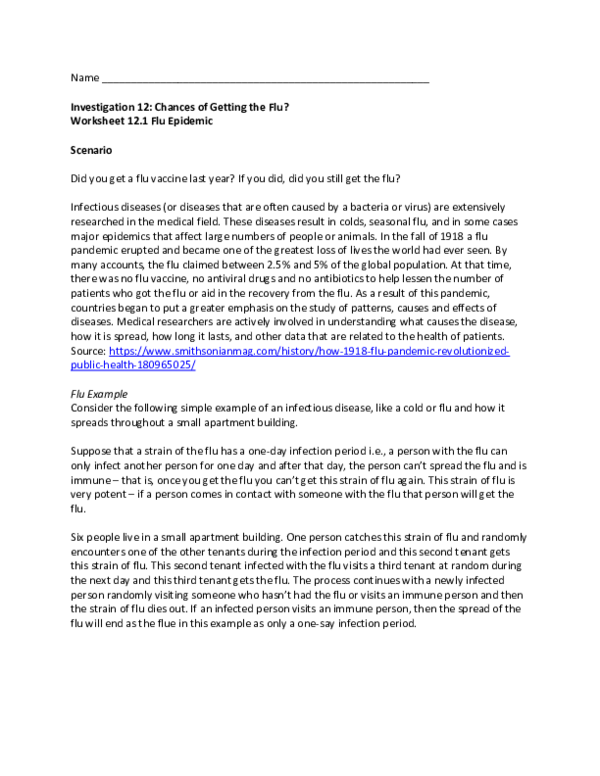 (PDF) Investigation 12: Chances of Getting the Flu? Worksheet 12.1 Flu ...