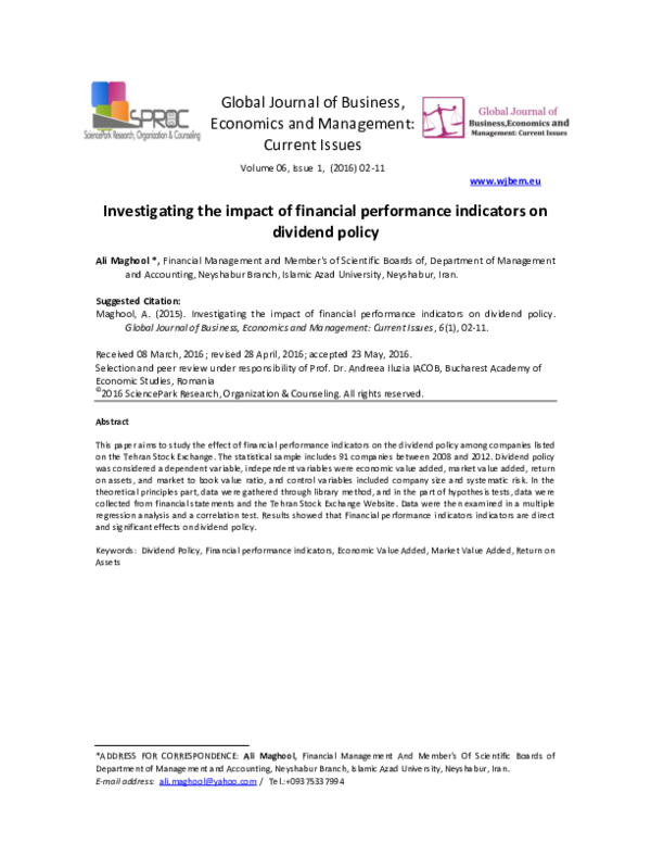 (PDF) Investigating the impact of financial performance indicators on ...