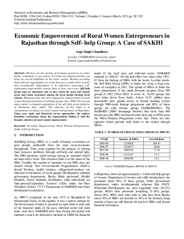 (PDF) Economic Empowerment of Rural Women Entrepreneurs in Rajasthan ...