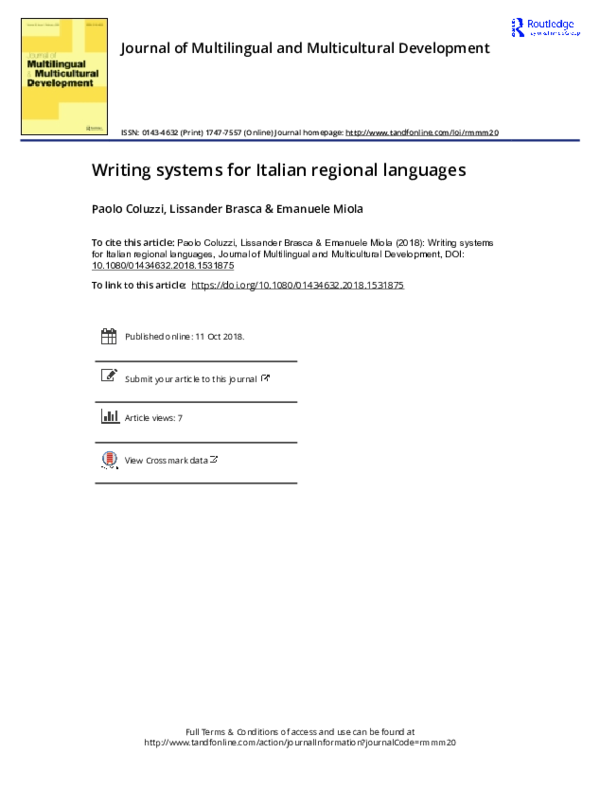 (PDF) Writing systems for Italian regional languages