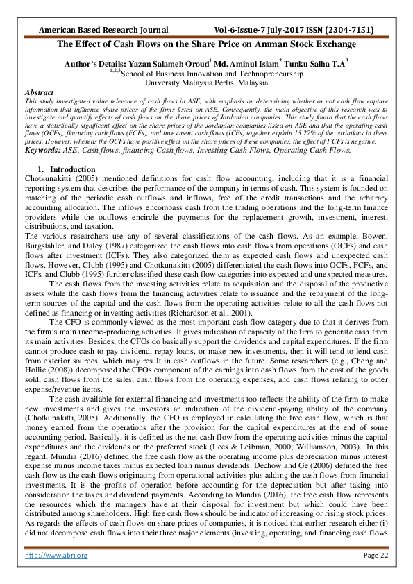 (PDF) The Effect of Cash Flows on the Share Price on Amman Stock Exchange