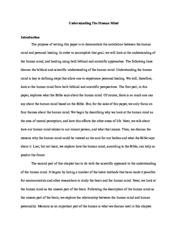 (PDF) Understanding The Human Mind