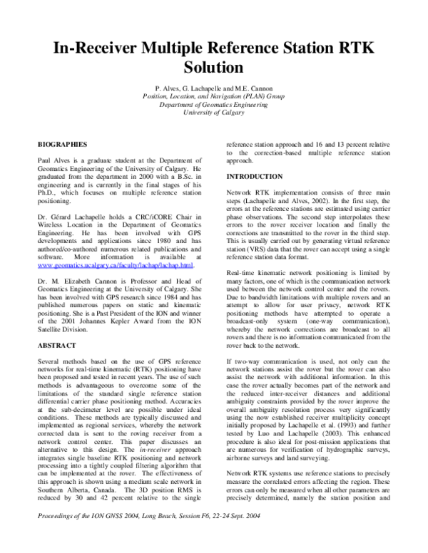 (PDF) In-Receiver Multiple Reference Station RTK Solution
