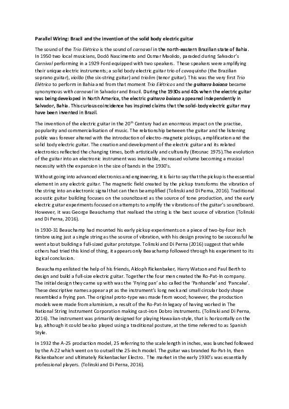 (PDF) Parallel Wiring Brazil and the invention of the solid body