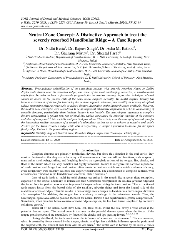 (PDF) Neutral Zone Concept A Distinctive Approach to treat the