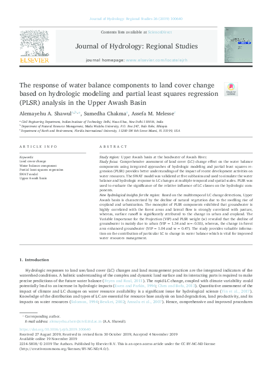 (PDF) The response of water balance components to land cover ...