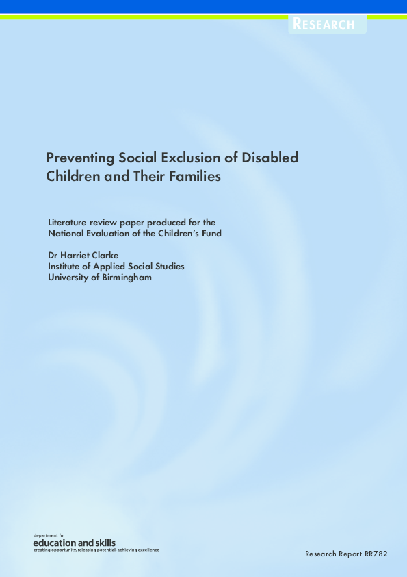 (PDF) Preventing social exclusion of disabled children and their ...