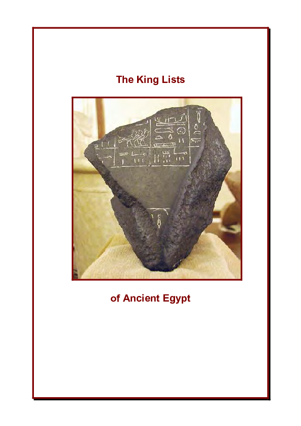 (PDF) The King Lists of Ancient Egypt Diane Leeman Academia.edu