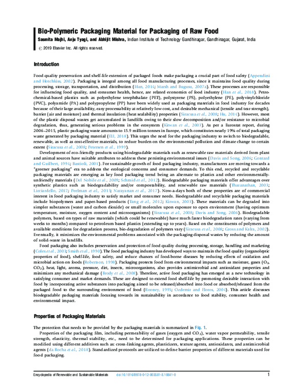 (PDF) Bio-Polymeric Packaging Material for Packaging of Raw Food