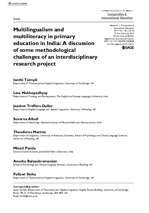 (PDF) Multilingualism and multiliteracy in primary education in India ...