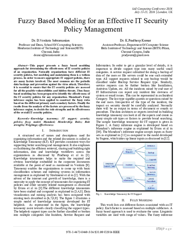 (PDF) Fuzzy Based Modeling for an Effective IT Security Policy Management