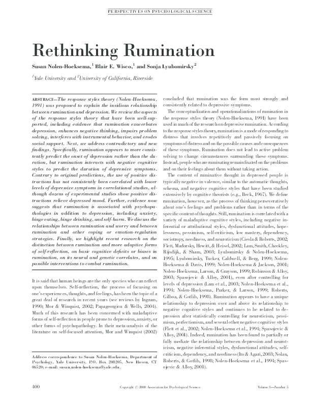 (PDF) Rethinking rumination farhat ali syed Academia.edu