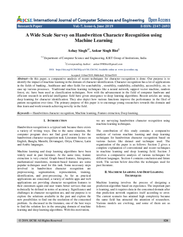 machine learning research paper 2019