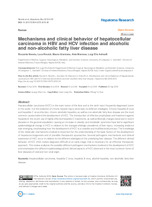 (PDF) Mechanisms and clinical behavior of hepatocellular carcinoma in ...