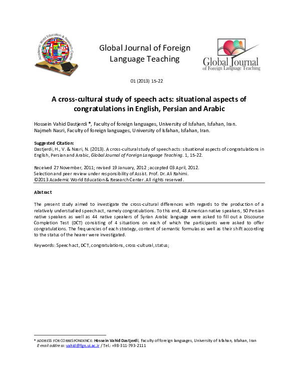 (PDF) A cross-cultural study of speech acts: situational aspects of ...