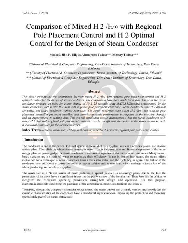 (PDF) Comparison of Mixed H 2 /H∞ with Regional Pole Placement Control ...