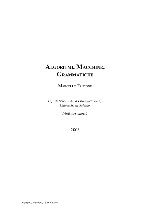 (PDF) Algorithms, Machines, Grammars (in Italian)