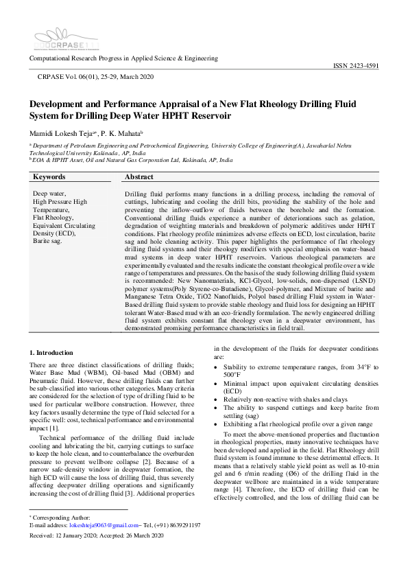 (PDF) Development and Performance Appraisal of a New Flat Rheology