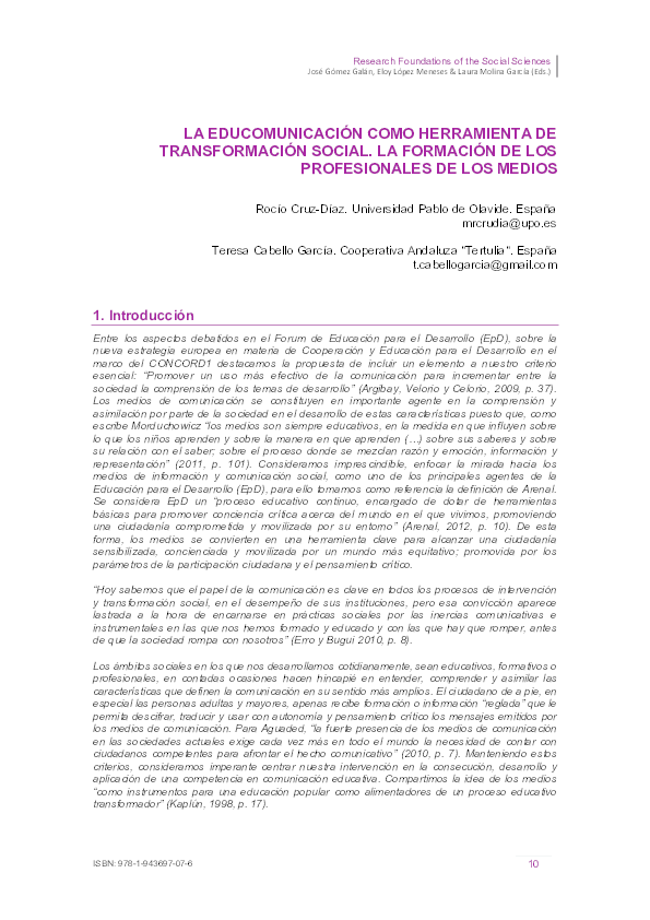 (PDF) LA EDUCOMUNICACIÓN COMO HERRAMIENTA DE TRANSFORMACIÓN SOCIAL. LA ...