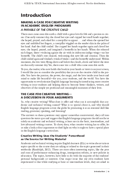(PDF) Introduction MAKING A CASE FOR CREATIVE WRITING IN ACADEMIC ...