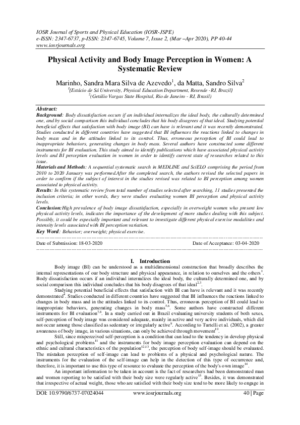 (PDF) Physical Activity and Body Image Perception in Women A