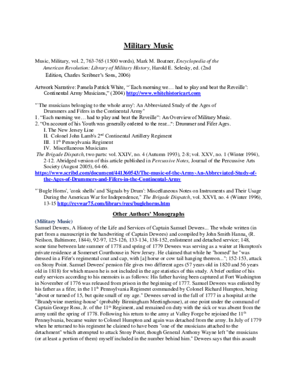 (PDF) Military Music, and Tactics and Military Manuals John U Rees