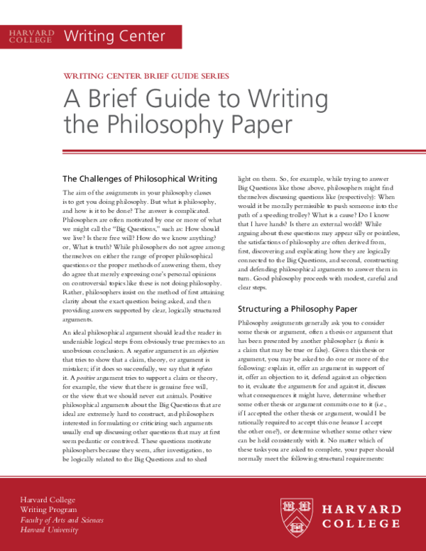 (PDF) HARVARD COLLEGE Writing Center A Brief Guide to Writing the ...