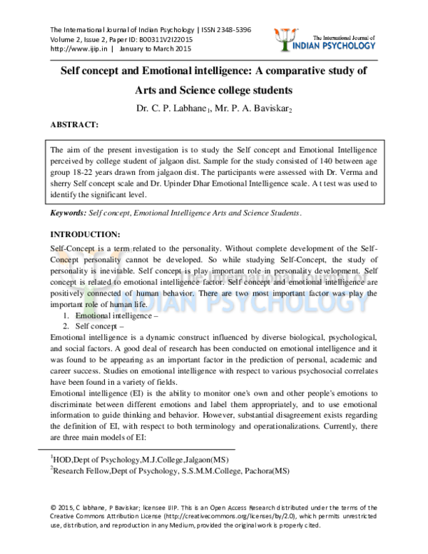 (PDF) Self concept and Emotional intelligence: A comparative study of ...