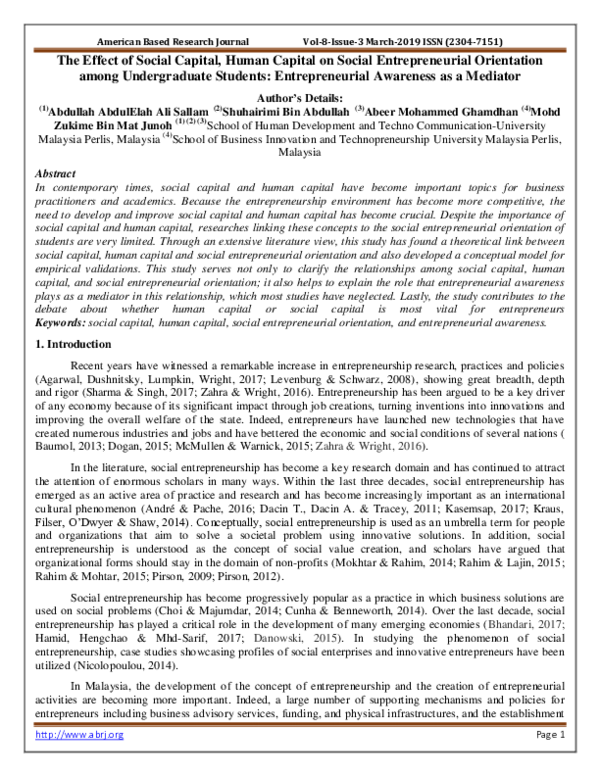 (PDF) The Effect of Social Capital, Human Capital on Social ...