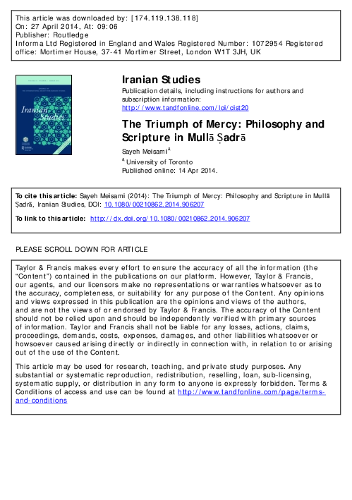(PDF) Sayeh Meisami's review of The Triumph of Mercy: Philosophy and ...