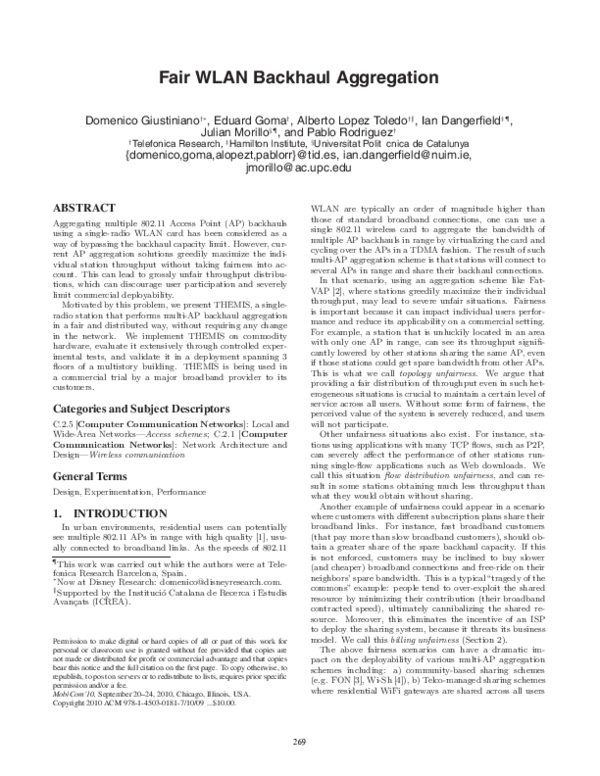 (PDF) Fair WLAN backhaul aggregation