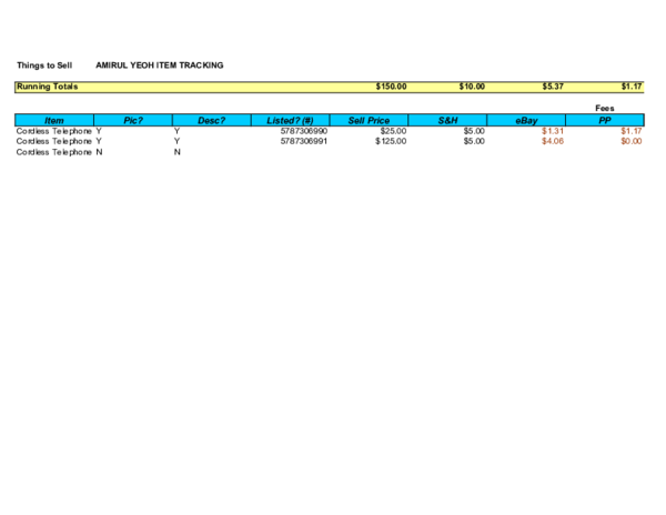 Sold Item Tracking