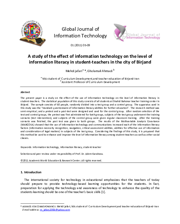 (PDF) A study of the effect of information technology on the level of ...