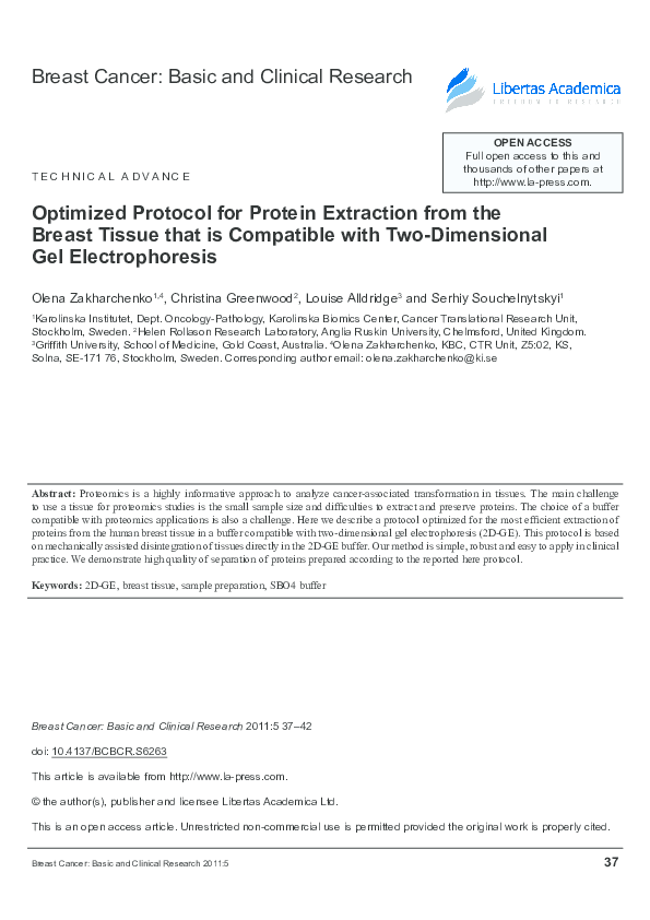 (PDF) Optimized Protocol for Protein Extraction from the Breast Tissue ...