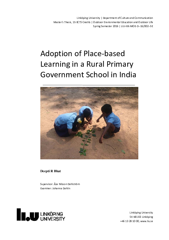 (PDF) Adoption of Place-based Learning in a Rural Primary Government ...