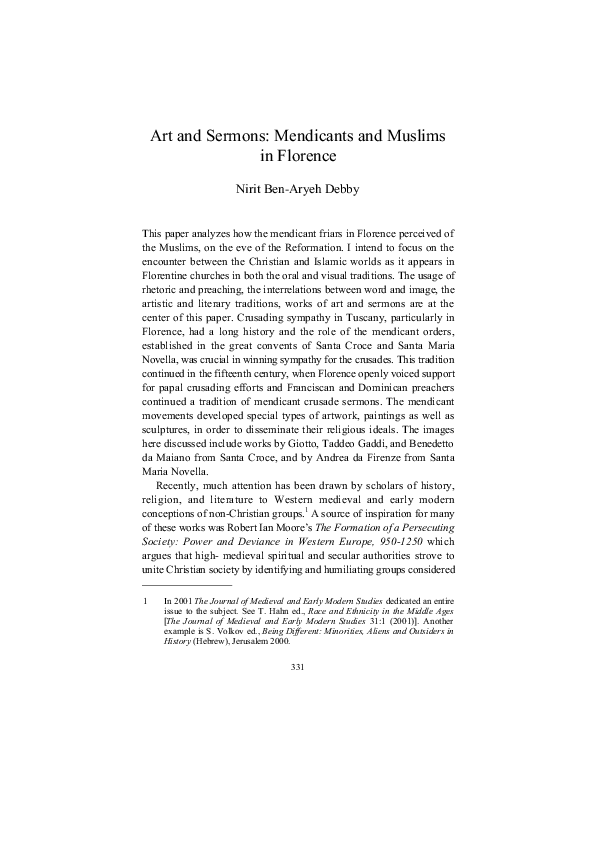 Art and Sermons: Mendicants and Muslims in Florence