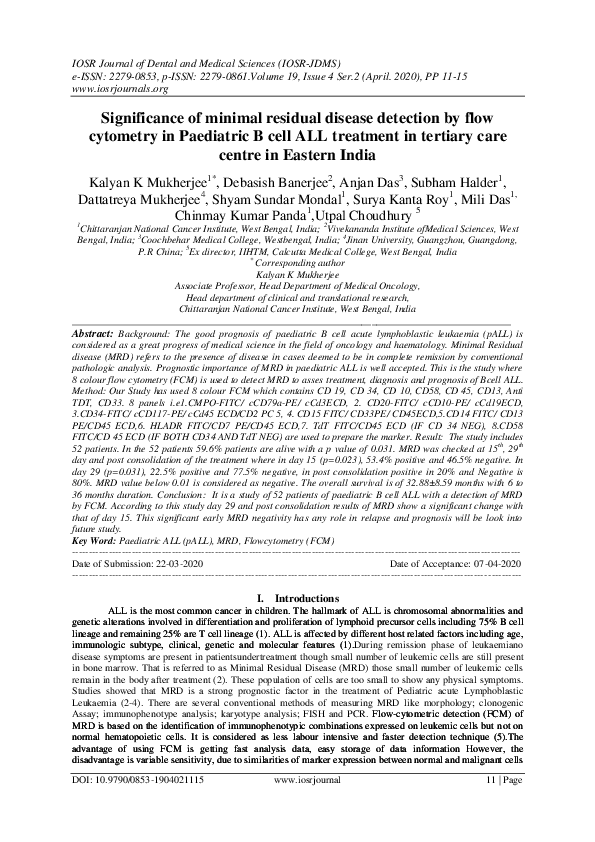 (PDF) Significance of minimal residual disease detection by flow ...