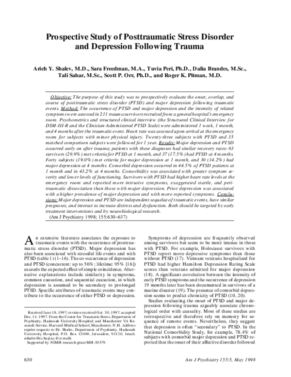 (PDF) Prospective study of posttraumatic stress disorder and depression ...