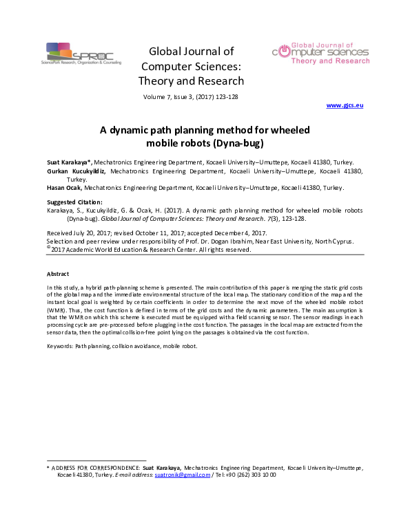 (PDF) A dynamic path planning method for wheeled mobile robots (Dyna-bug).