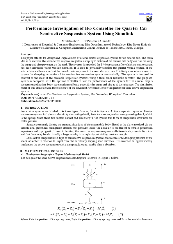 (PDF) Performance Investigation of H∞ Controller for Quarter Car Semi ...