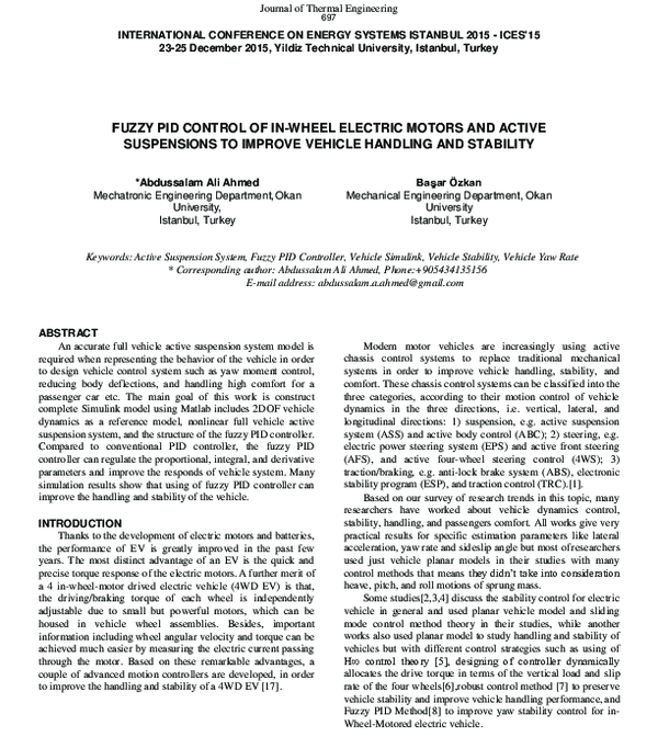 (PDF) FUZZY PID CONTROL OF IN-WHEEL ELECTRIC MOTORS AND ACTIVE ...