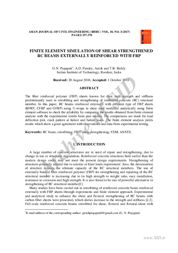 (PDF) Finite element simulation of shear strengthened rc beams ...
