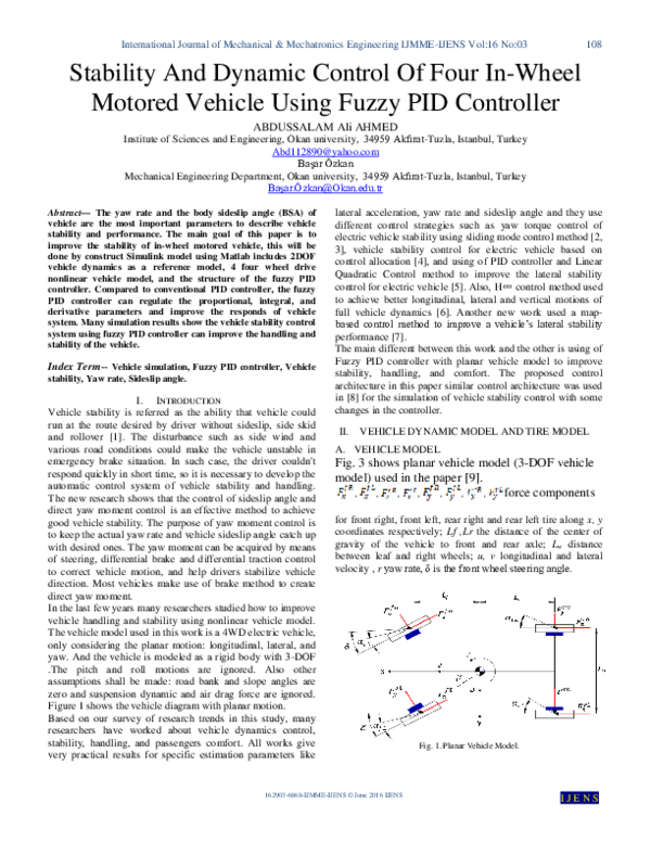 (PDF) Stability And Dynamic Control Of Four In-Wheel Motored Vehicle ...