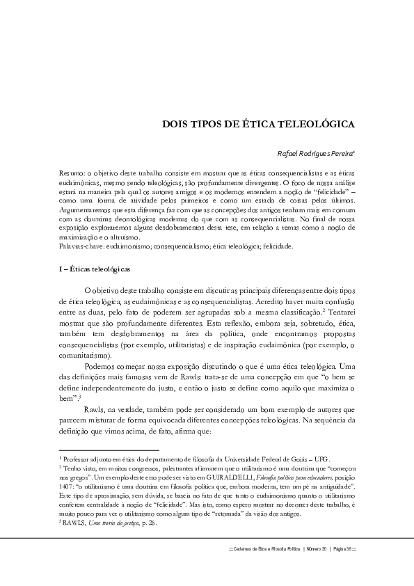 (PDF) DOIS TIPOS DE ÉTICA TELEOLÓGICA | Valentina Medici - Academia.edu