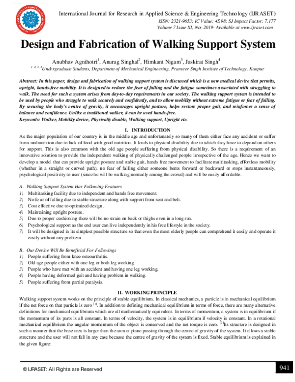 (PDF) Design and Fabrication of Walking Support System