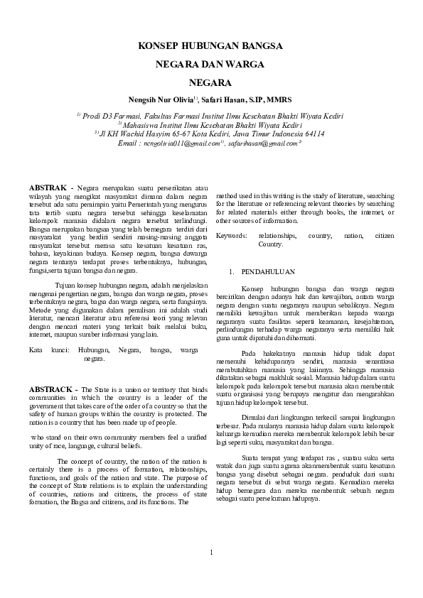 (DOC) KONSEP HUBUNGAN BANGSA NEGARA DAN WARGA NEGARA by NENGSIH NUR OLIVIA